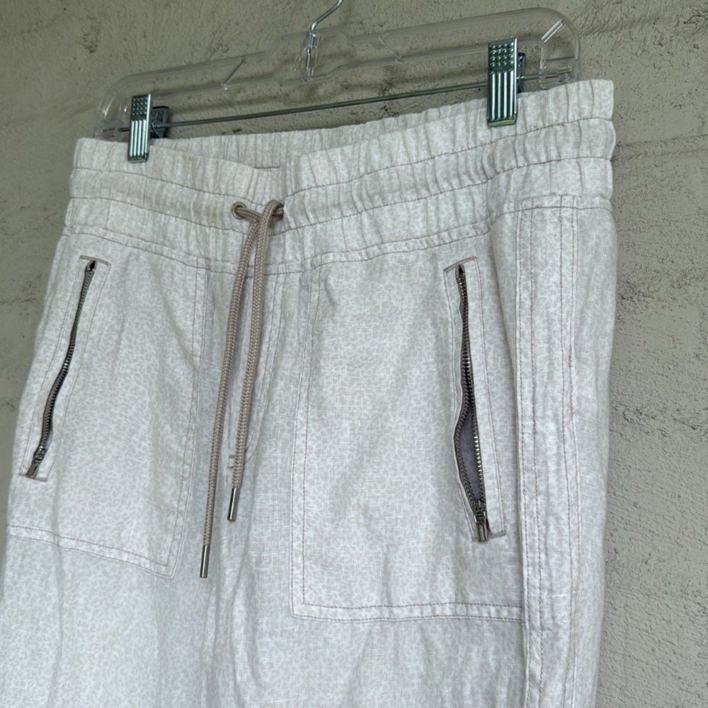 Athleta Leopard Print Cabo Linen Jogger Pants Cream/Tan Size 6 - Picture 6 of 15
